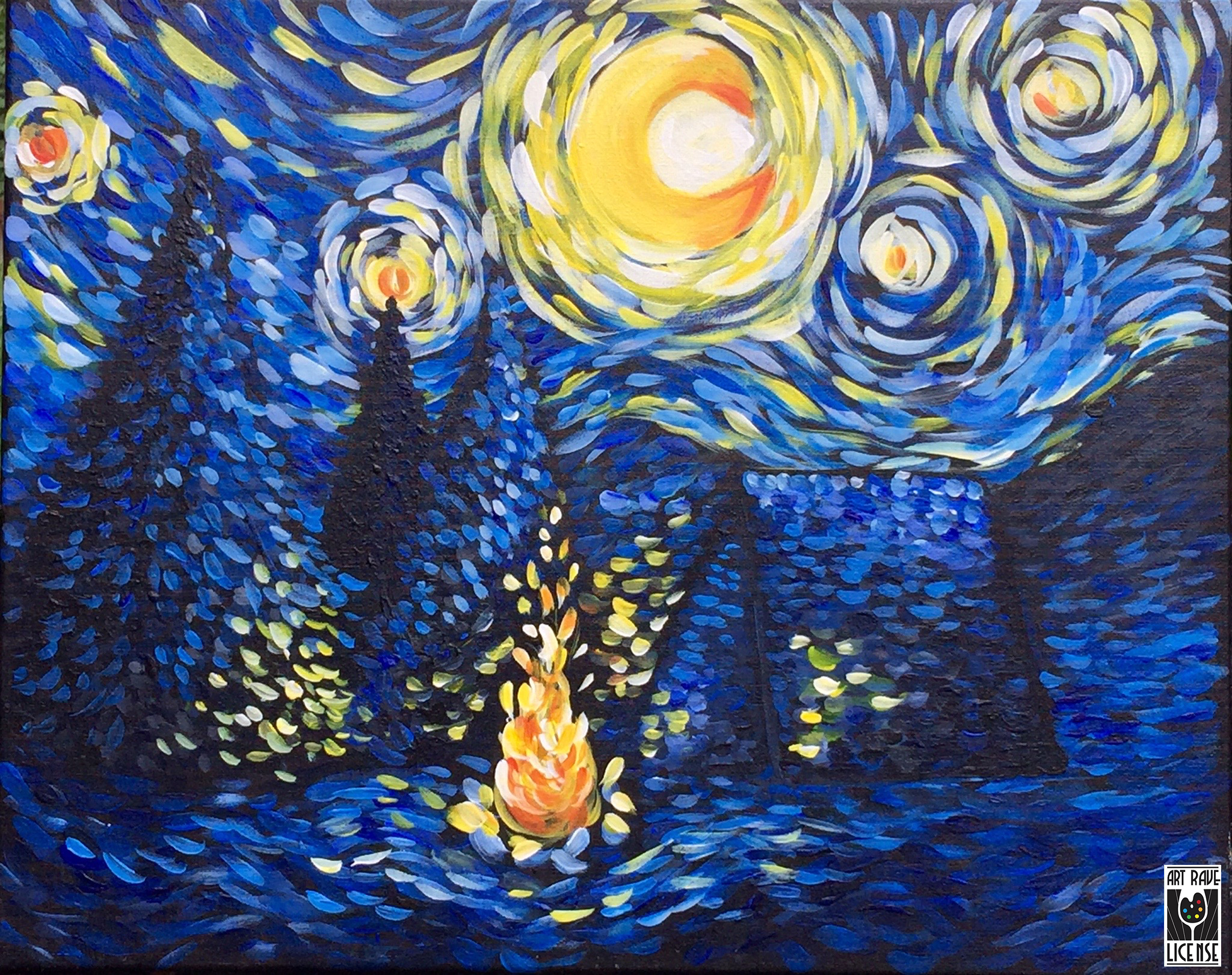 Camping Painting Tent Oil Painting 8 by 10 Starry Night Orig - Inspire  Uplift