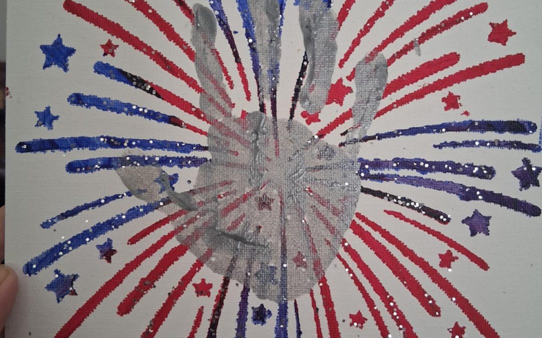 Fireworks Handprint Canvas — Take Home Kit – $20